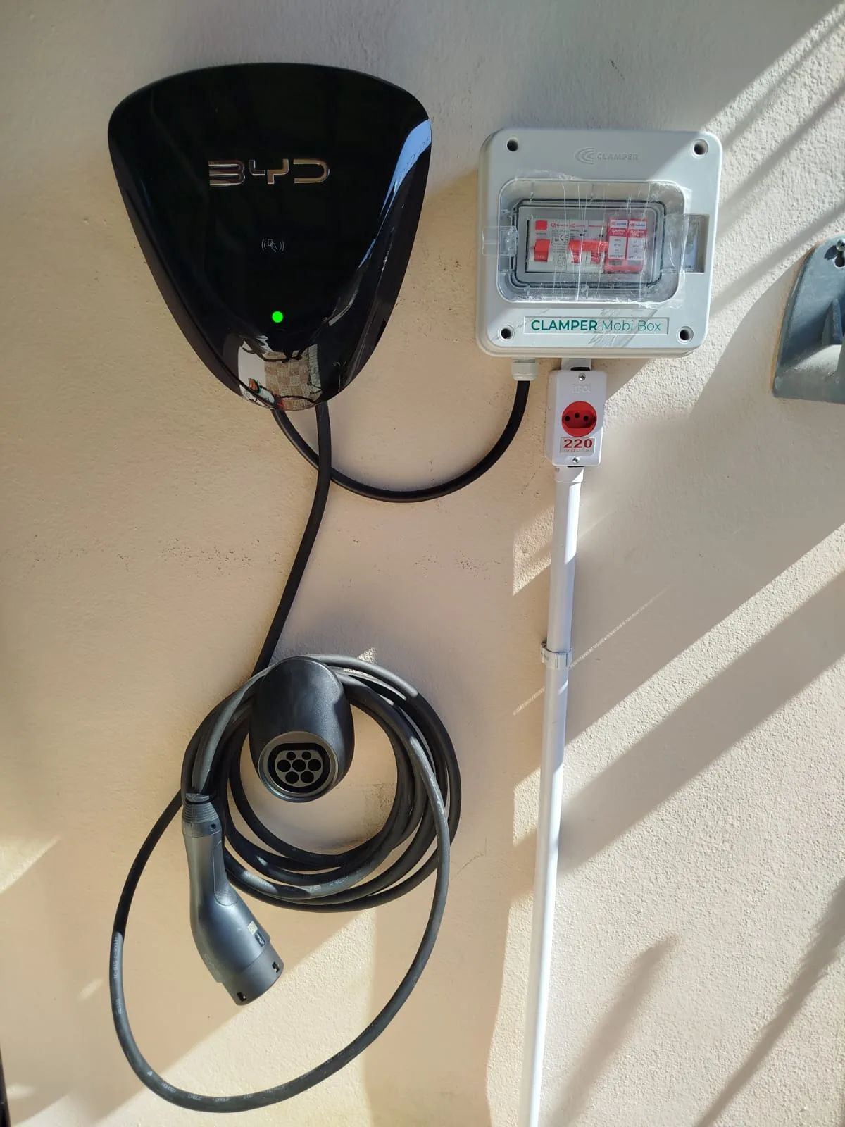 Wallbox BYD com circuito dedicado e proteção